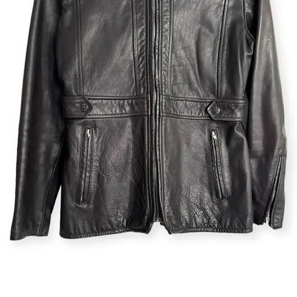 Vintage Banana Republic Dark Brown Military Heavy Leather Jacket Women's Size S - Picture 4 of 12